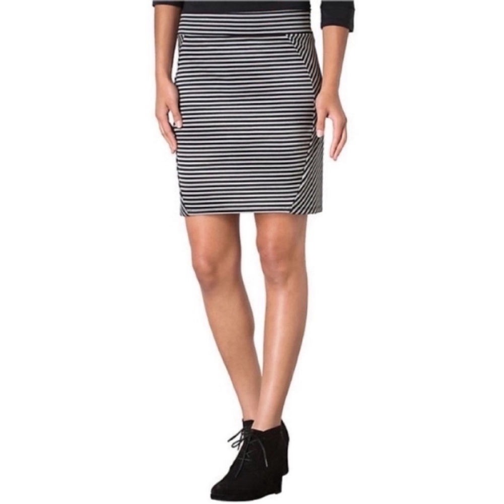 Toad & Co Transita skirt black white striped pencil stretch